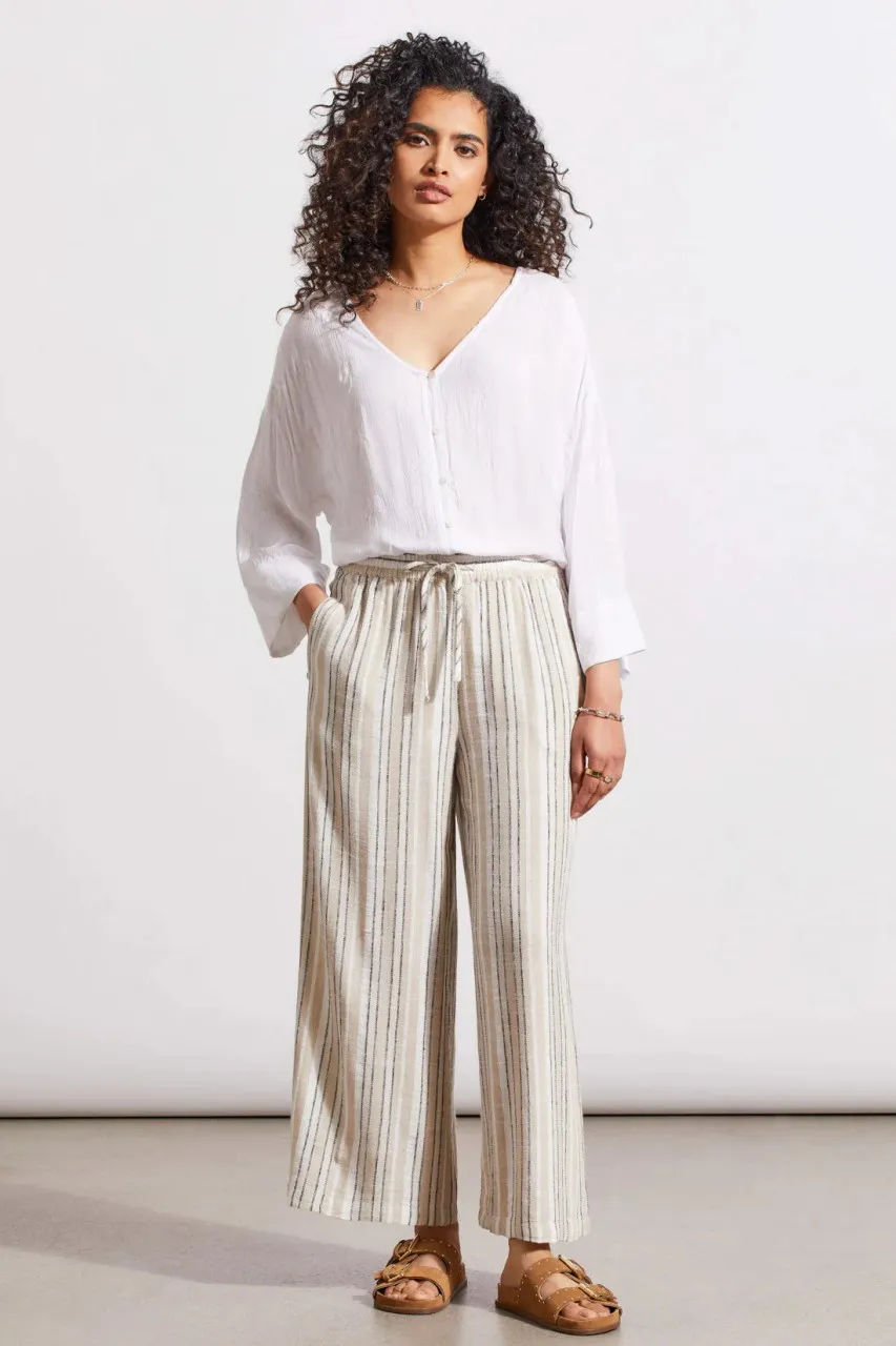 Tribal Oak Stripe Linen Blend Flowy Pants