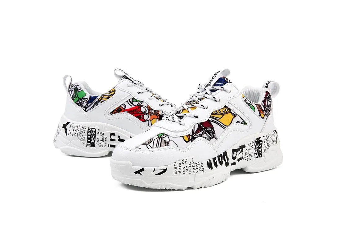 TUINANLE Sneakers Women Summer Woman Casual Fashion Shoes Graffiti Flats Ladies Vulcanized Shoes White Sneakers Zapatos Mujer|Wo