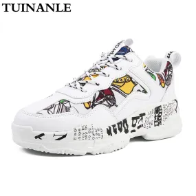 TUINANLE Sneakers Women Summer Woman Casual Fashion Shoes Graffiti Flats Ladies Vulcanized Shoes White Sneakers Zapatos Mujer|Wo