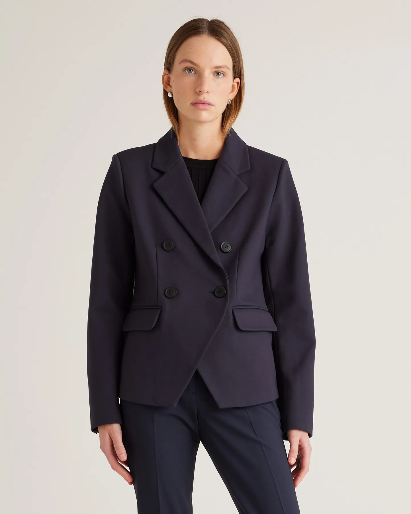 Ultra-Stretch Ponte Double Breasted Blazer