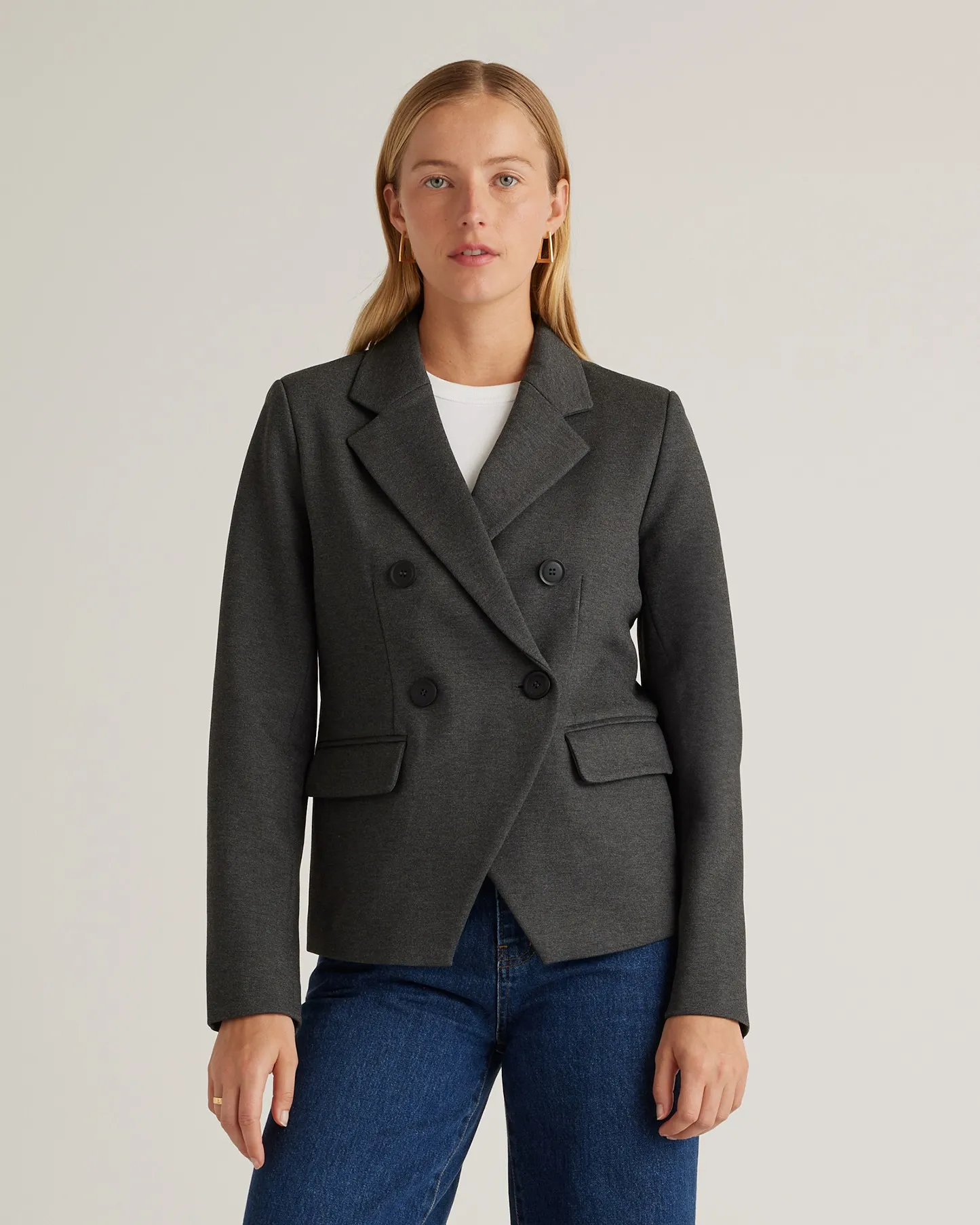 Ultra-Stretch Ponte Double Breasted Blazer