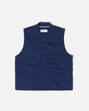 UNIVERSAL WORKS WATCHMAN WAISTCOAT IN NAVY FINE TWILL