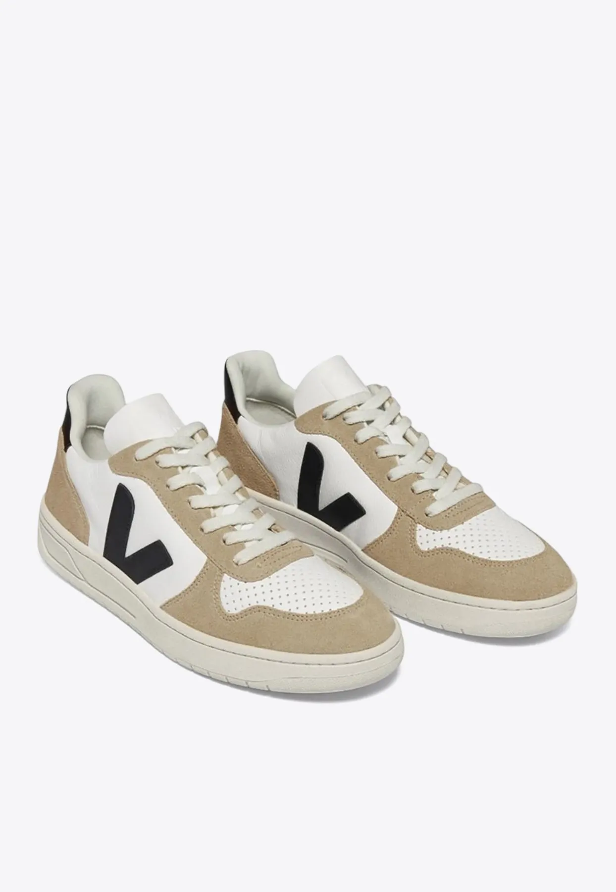 V-10 Leather and Suede Low-Top Sneakers