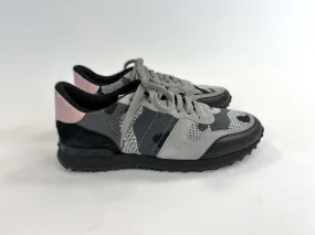 Valentino Black and Grey Camouflage Patterned Sneakers Size 41