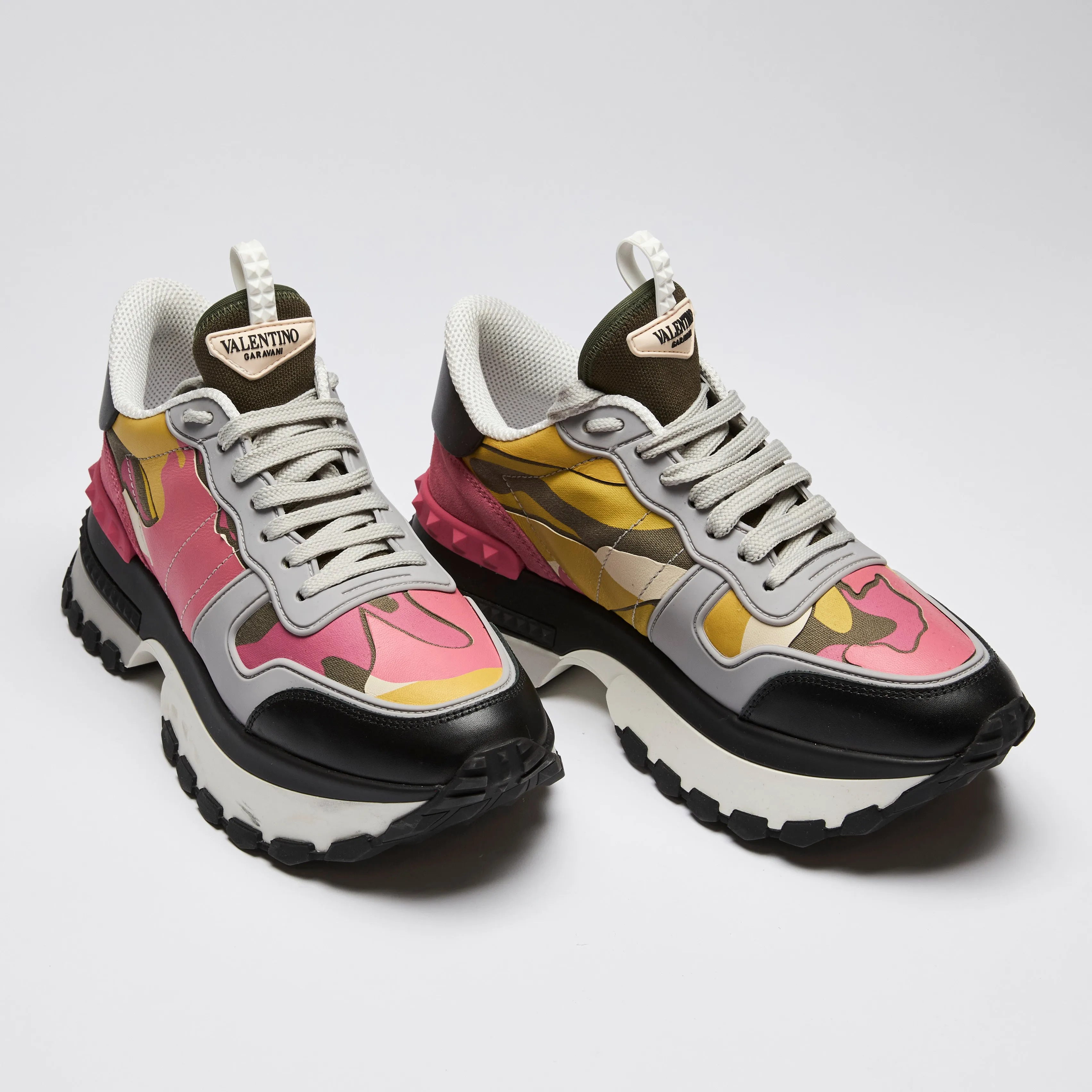 Valentino Pink/Yellow Multicolor Platform Sneakers Size 39