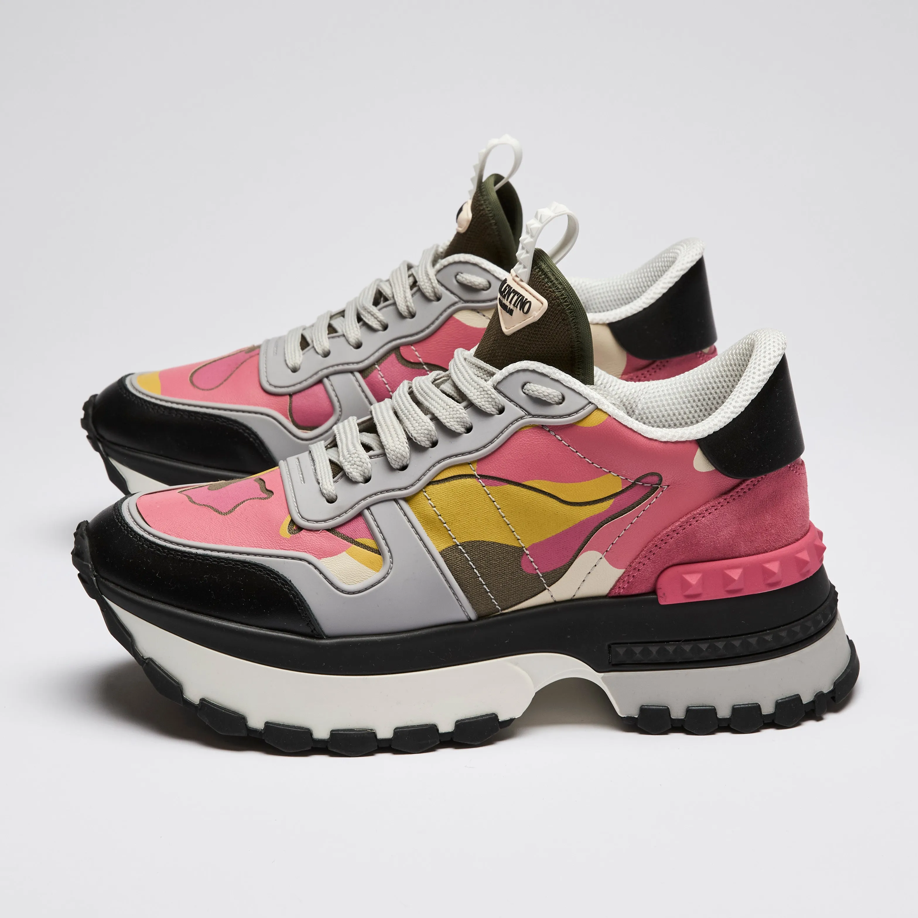 Valentino Pink/Yellow Multicolor Platform Sneakers Size 39