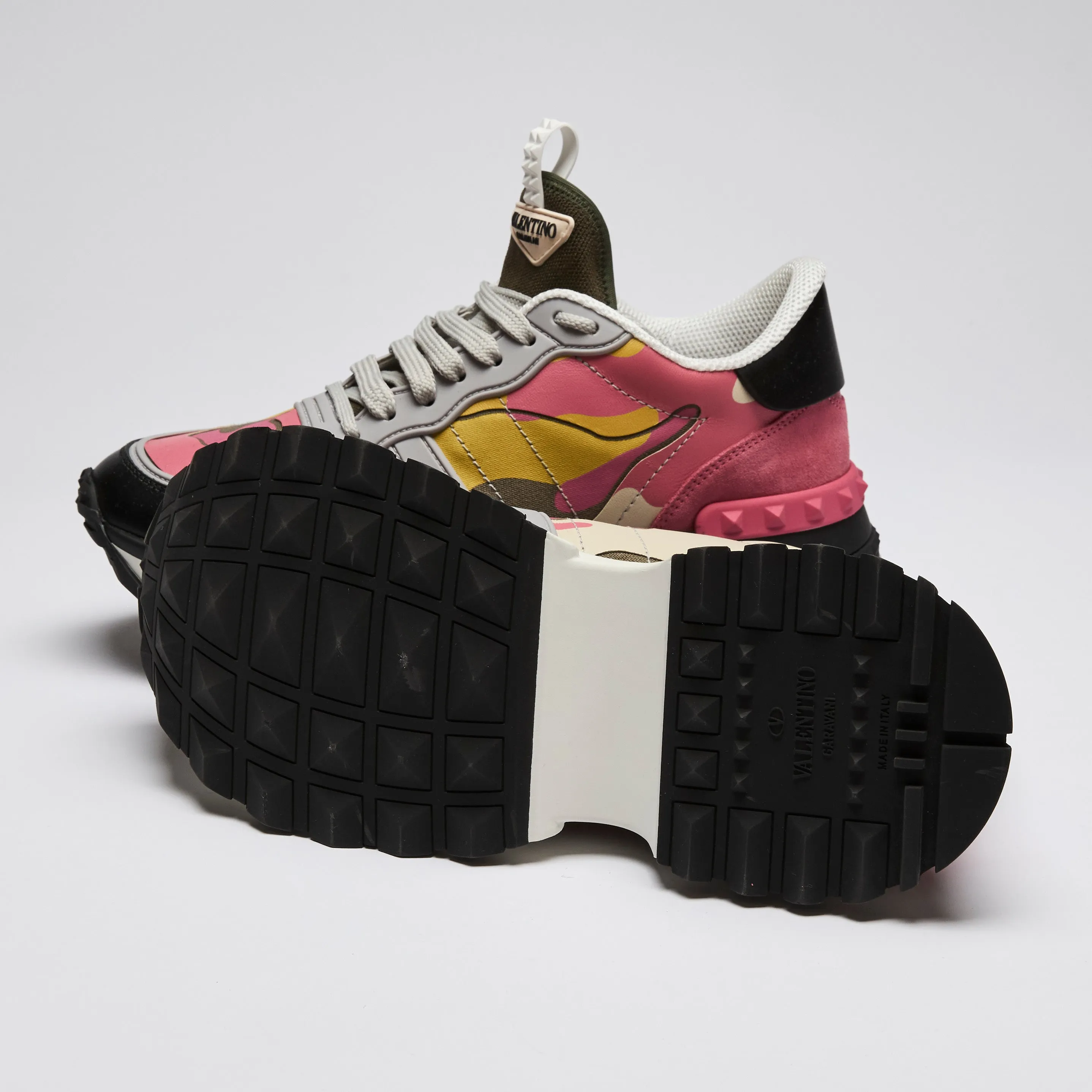 Valentino Pink/Yellow Multicolor Platform Sneakers Size 39