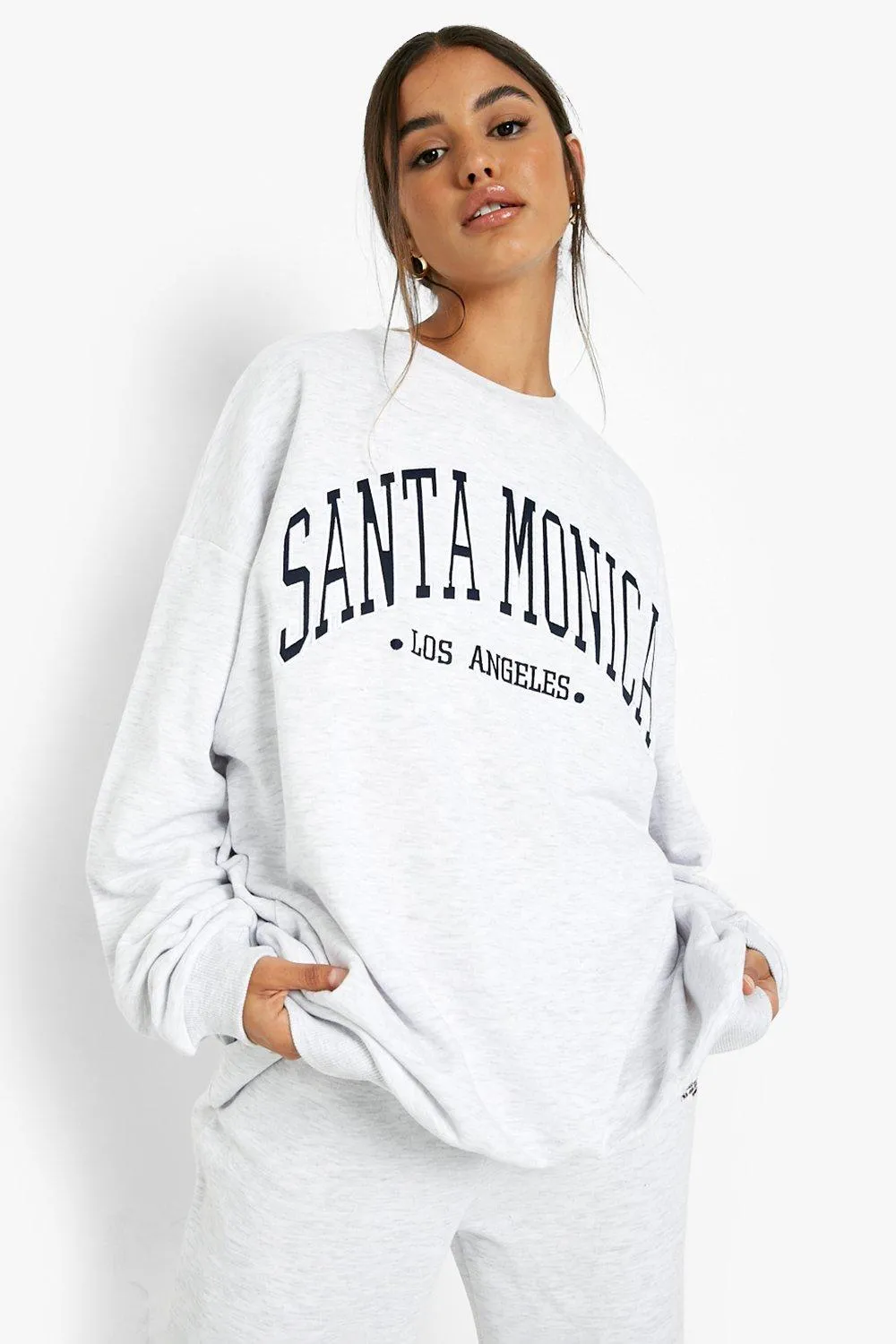 Varsity Satin Applique Oversized Sweater