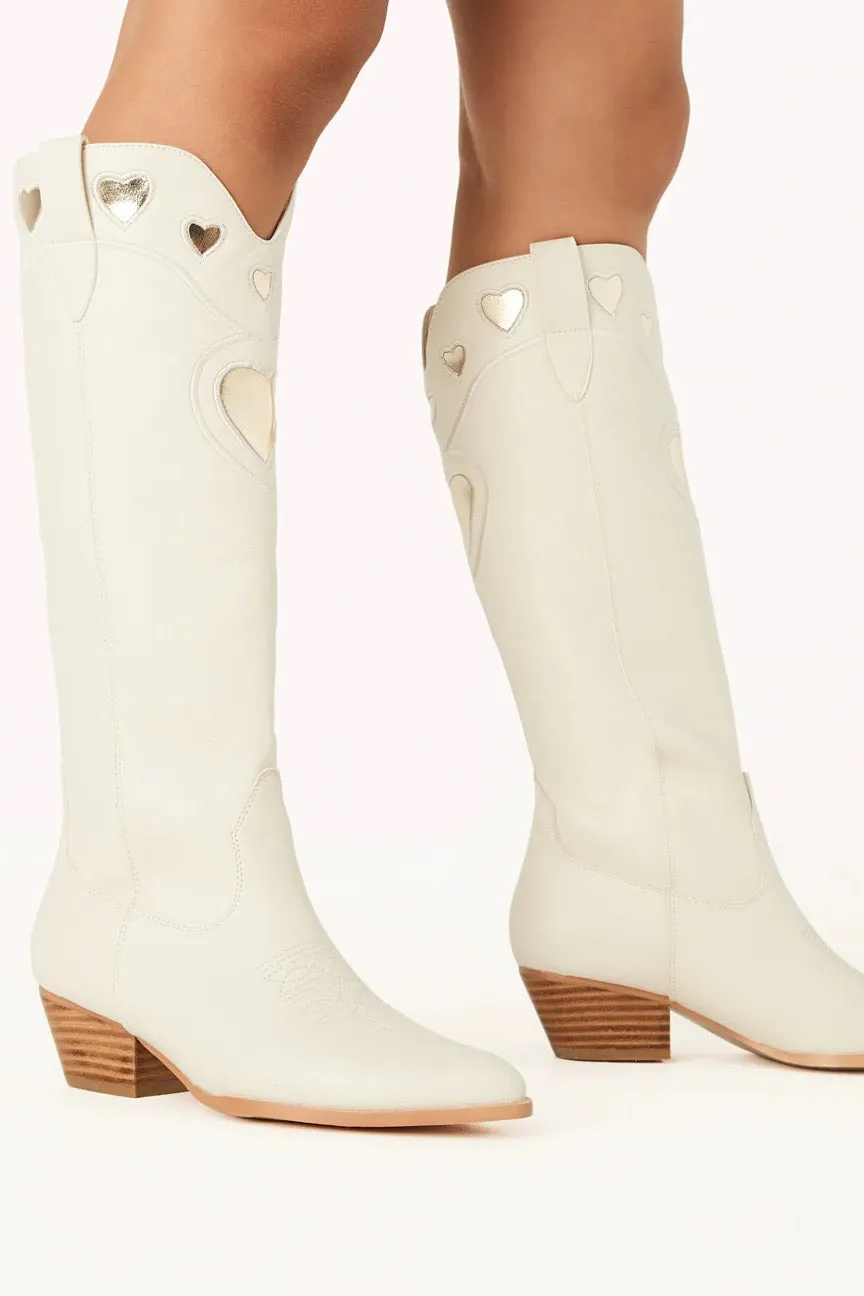 Velma Western Boot ~ Ivory/Gold