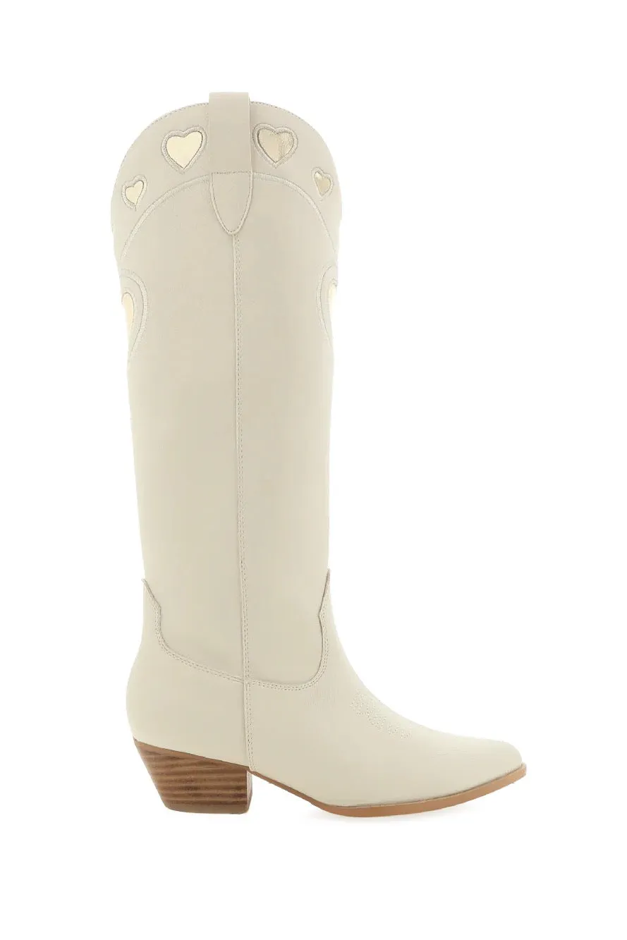 Velma Western Boot ~ Ivory/Gold