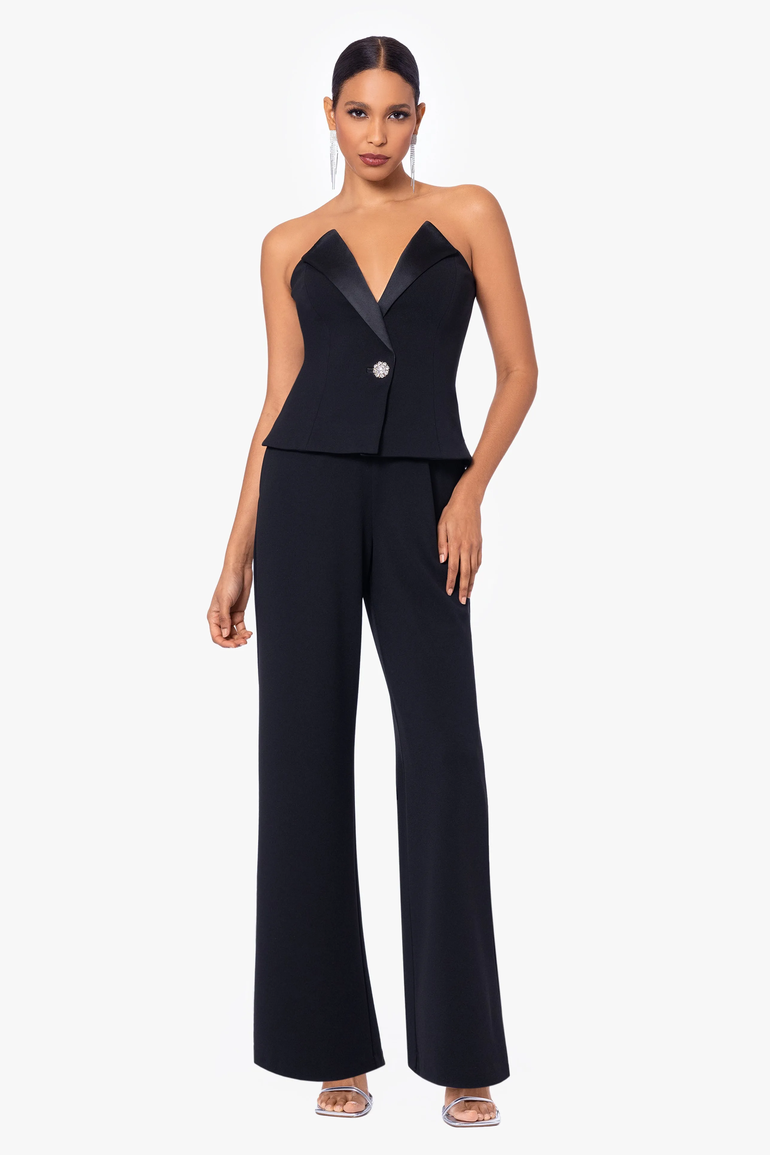 Veronica Sleeveless Scuba Crepe Tuxedo Jumpsuit