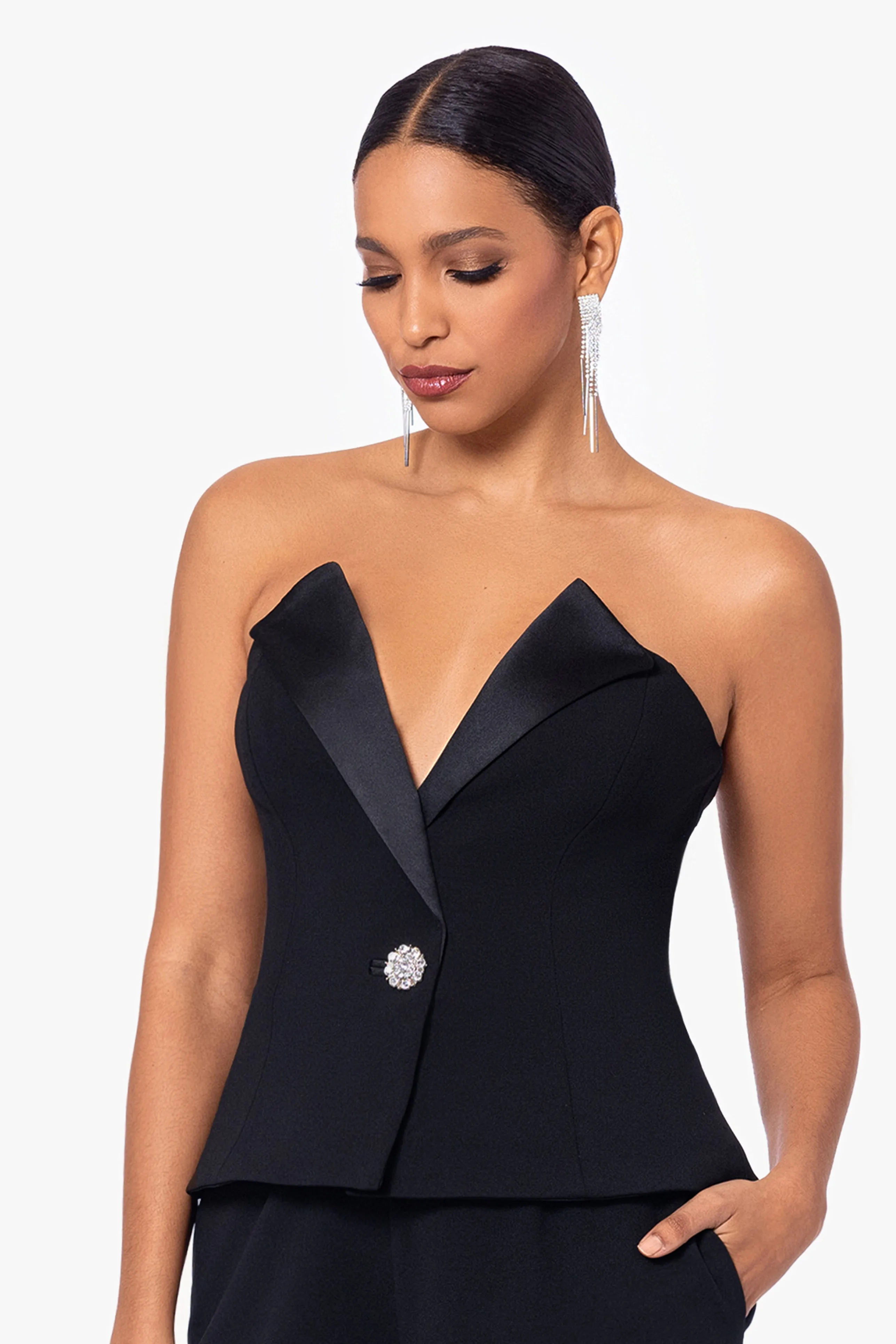 Veronica Sleeveless Scuba Crepe Tuxedo Jumpsuit