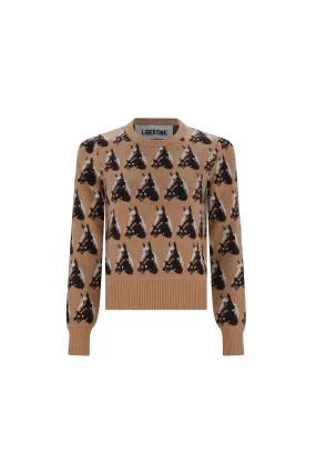 'VERY HORSEY' SHRUNKEN PULLOVER SWEATER