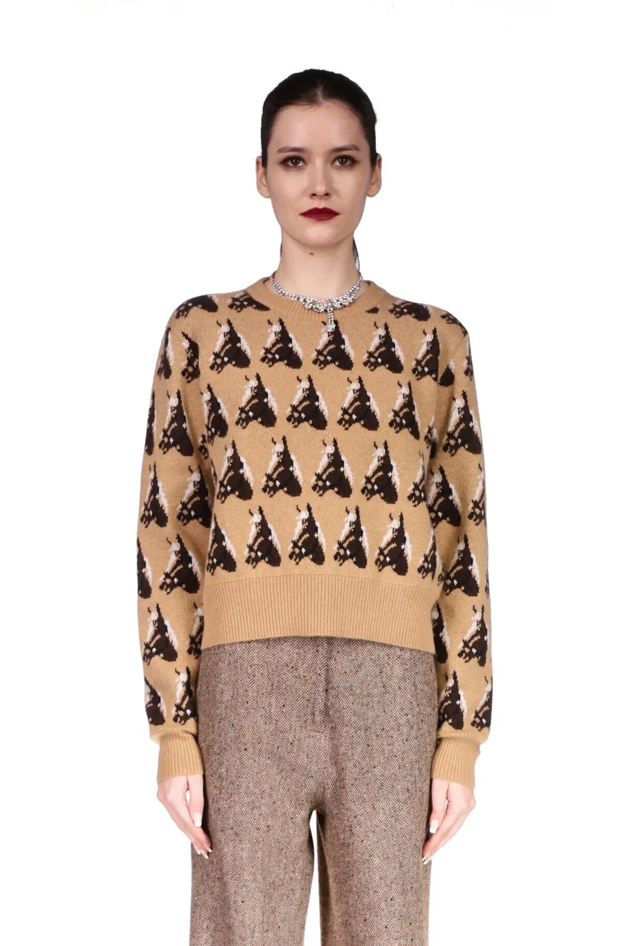 'VERY HORSEY' SHRUNKEN PULLOVER SWEATER