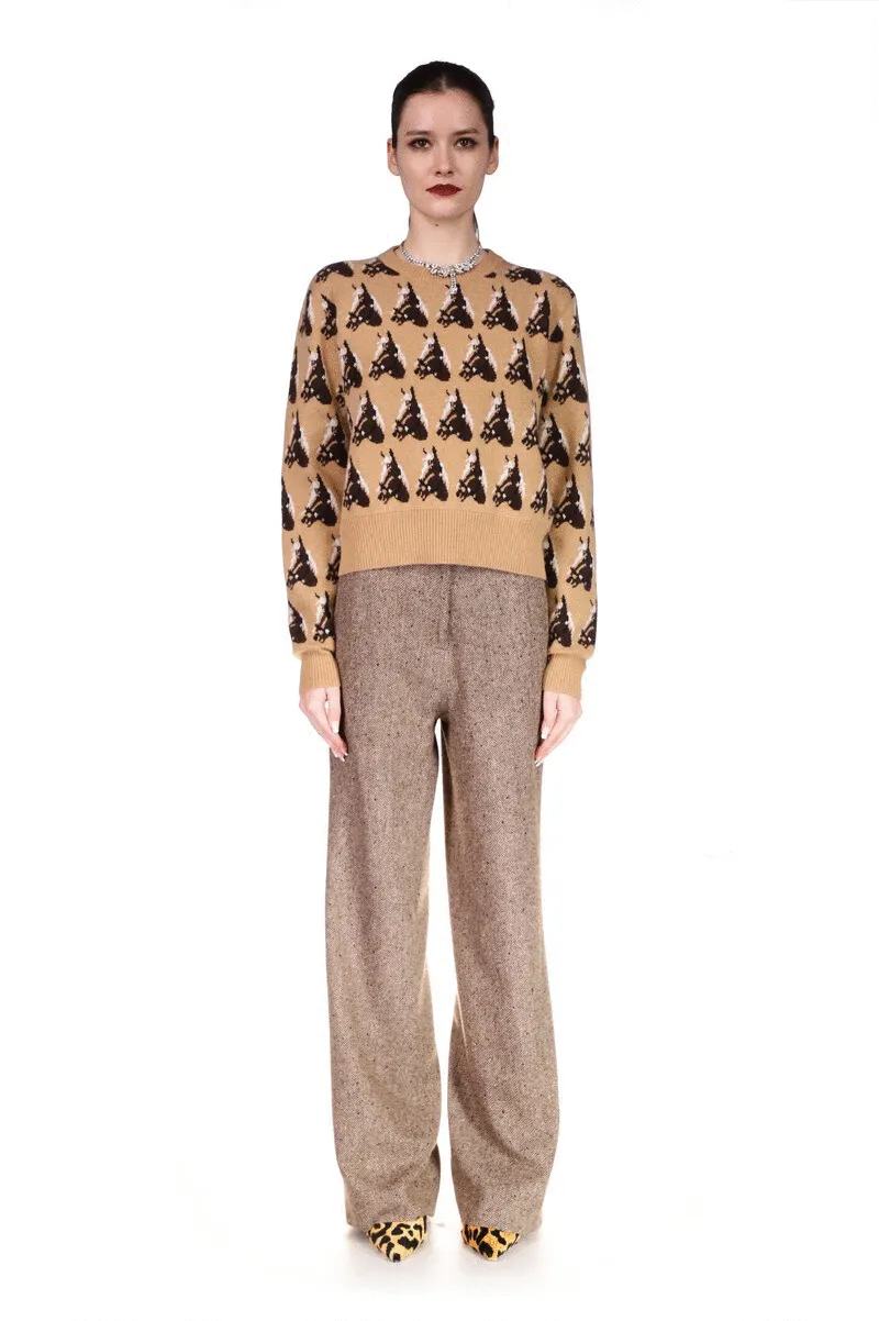 'VERY HORSEY' SHRUNKEN PULLOVER SWEATER