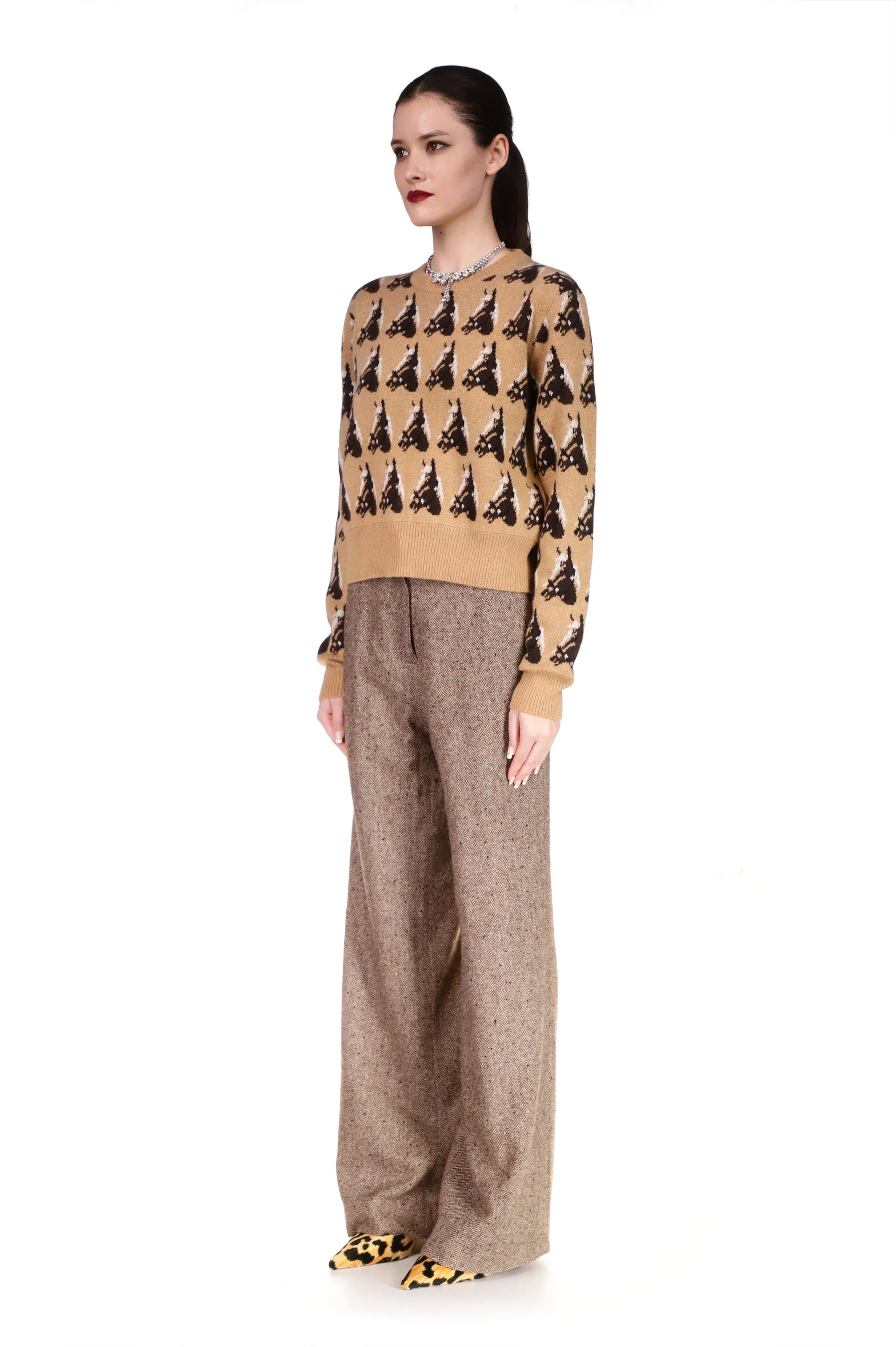 'VERY HORSEY' SHRUNKEN PULLOVER SWEATER