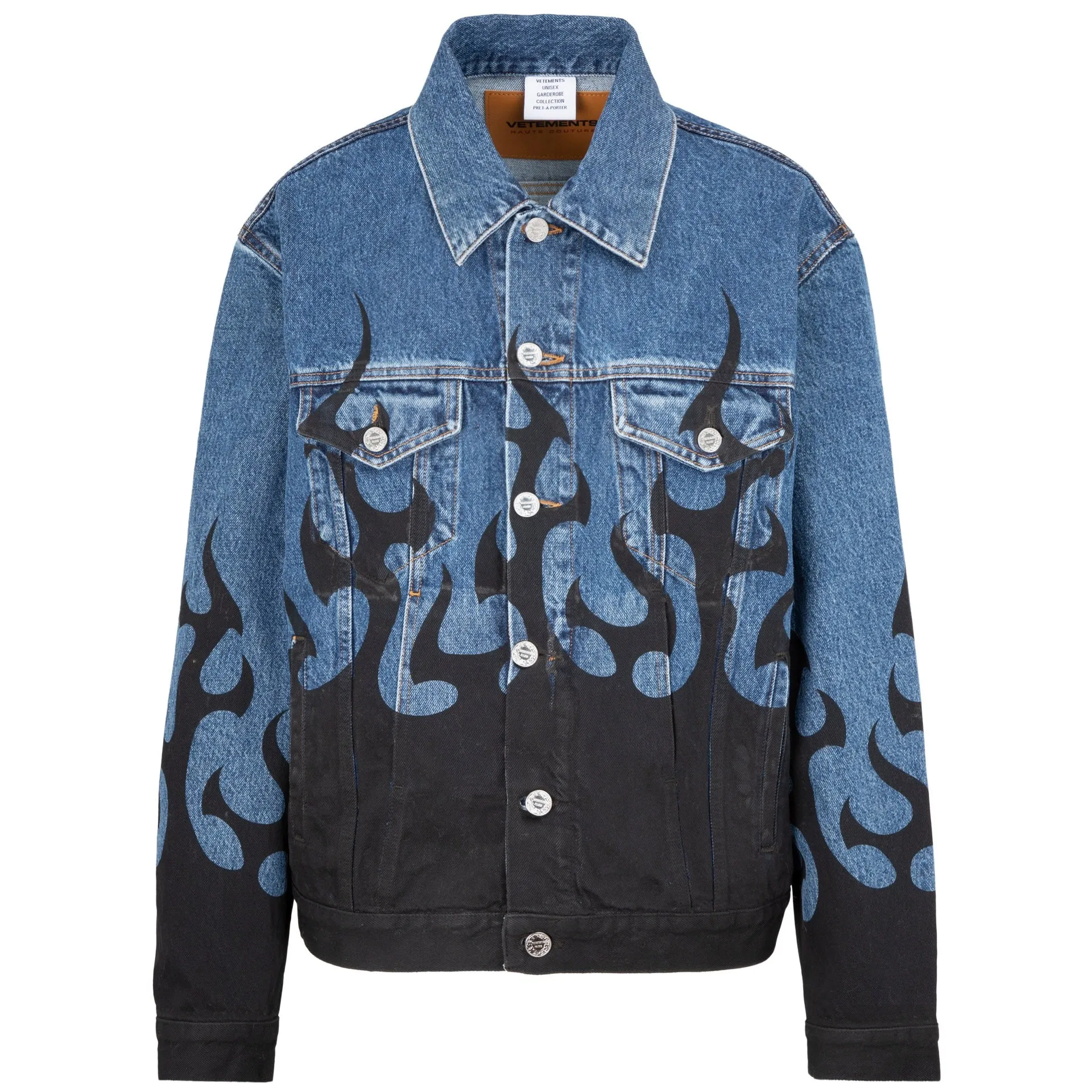 Vetements Flame Print Denim Jacket