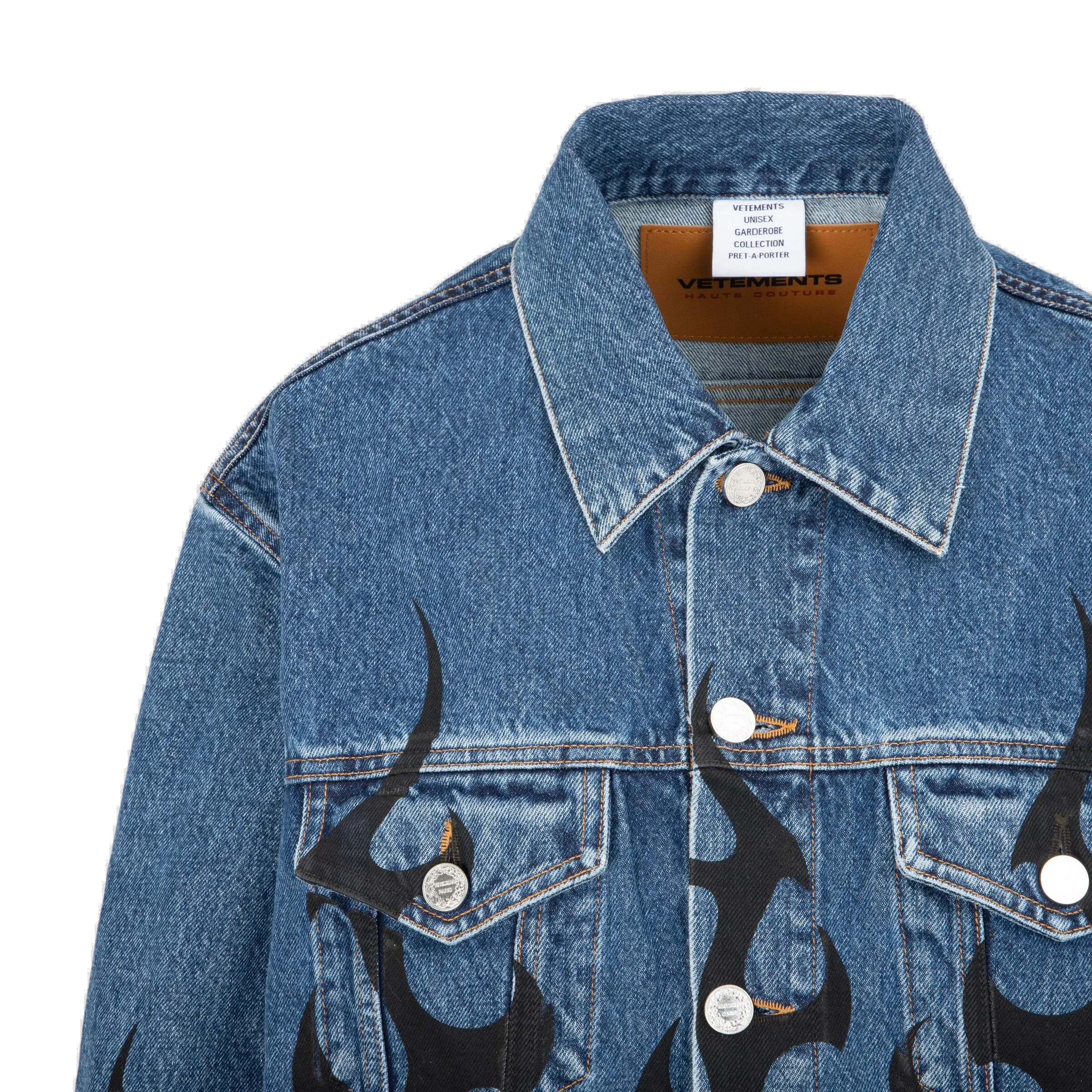 Vetements Flame Print Denim Jacket