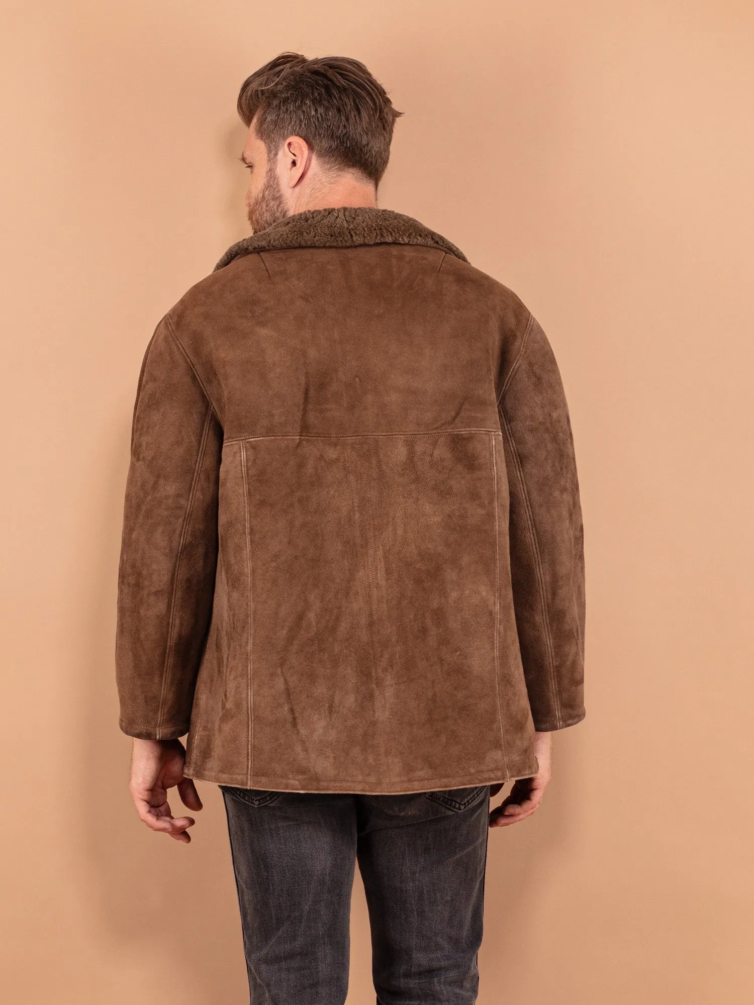 Vintage 70's Men Sheepskin Coat in Brown