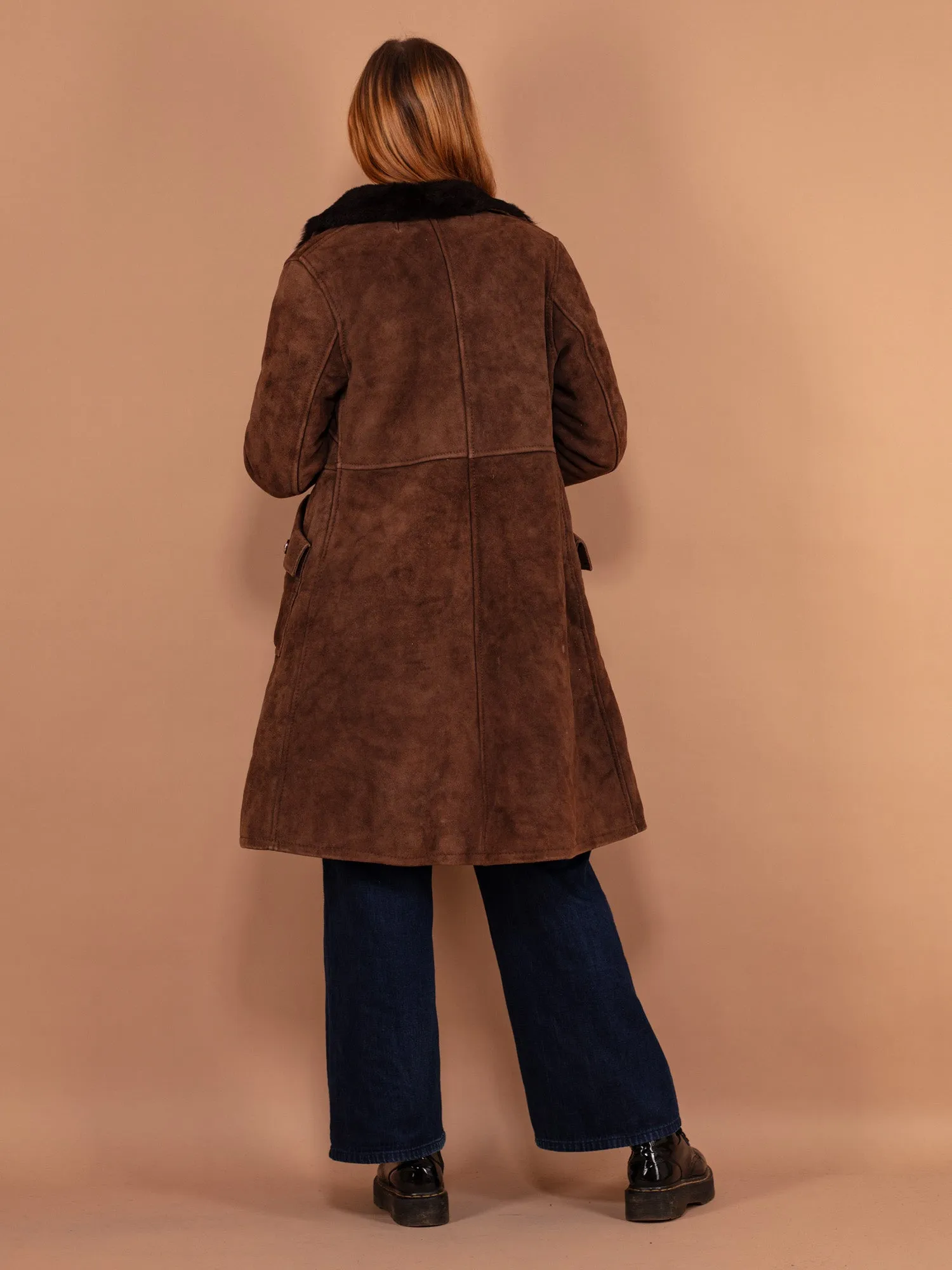 Vintage 70's Women Sheepskin Coat in Brown