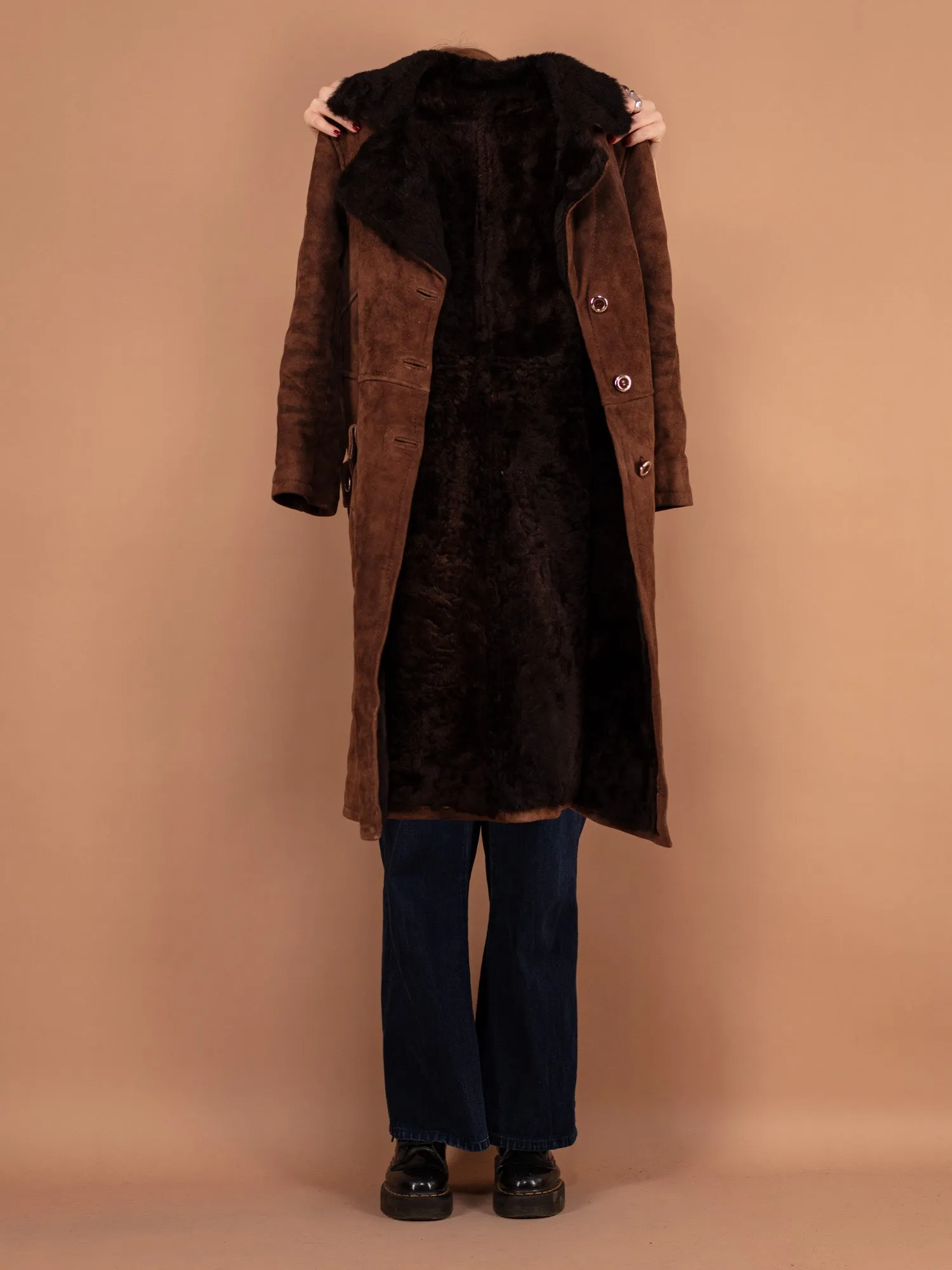 Vintage 70's Women Sheepskin Coat in Brown