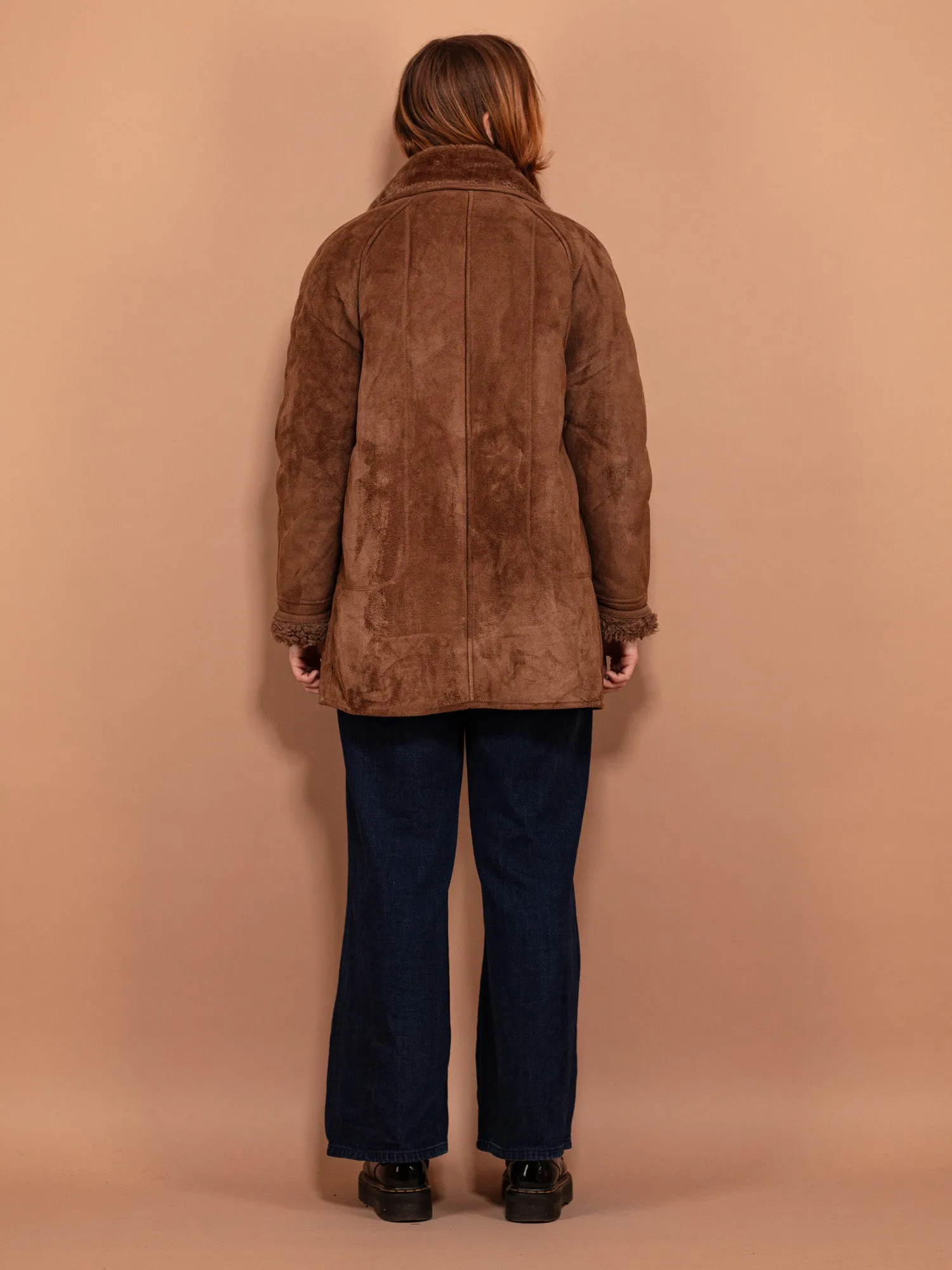 Vintage 90's Women Sherpa Coat in Brown