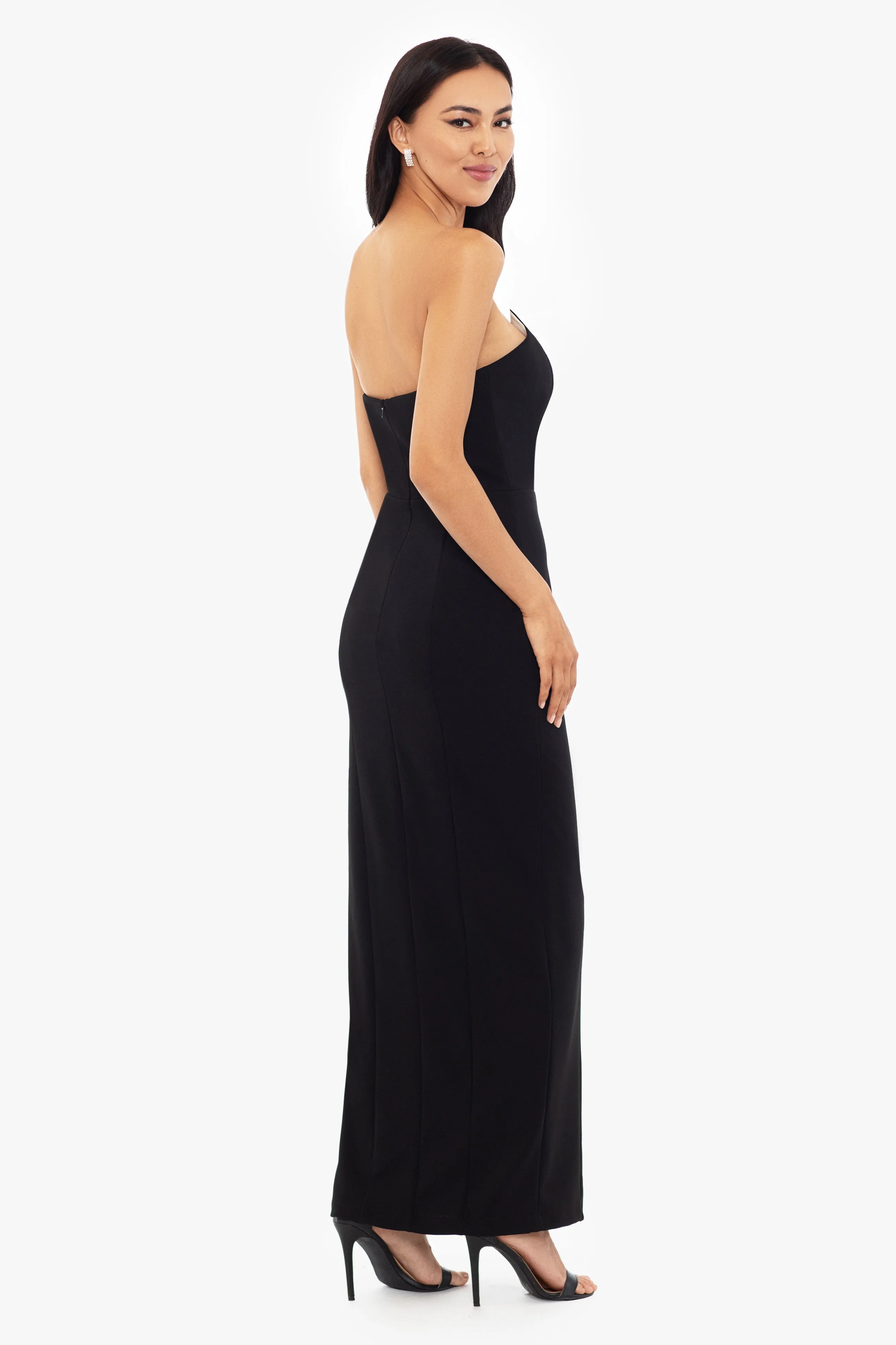 Violette Long Strapless V Neck Tuxedo Dress