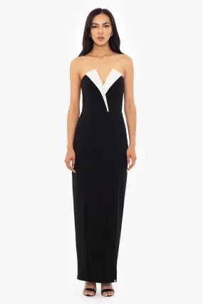 Violette Long Strapless V Neck Tuxedo Dress