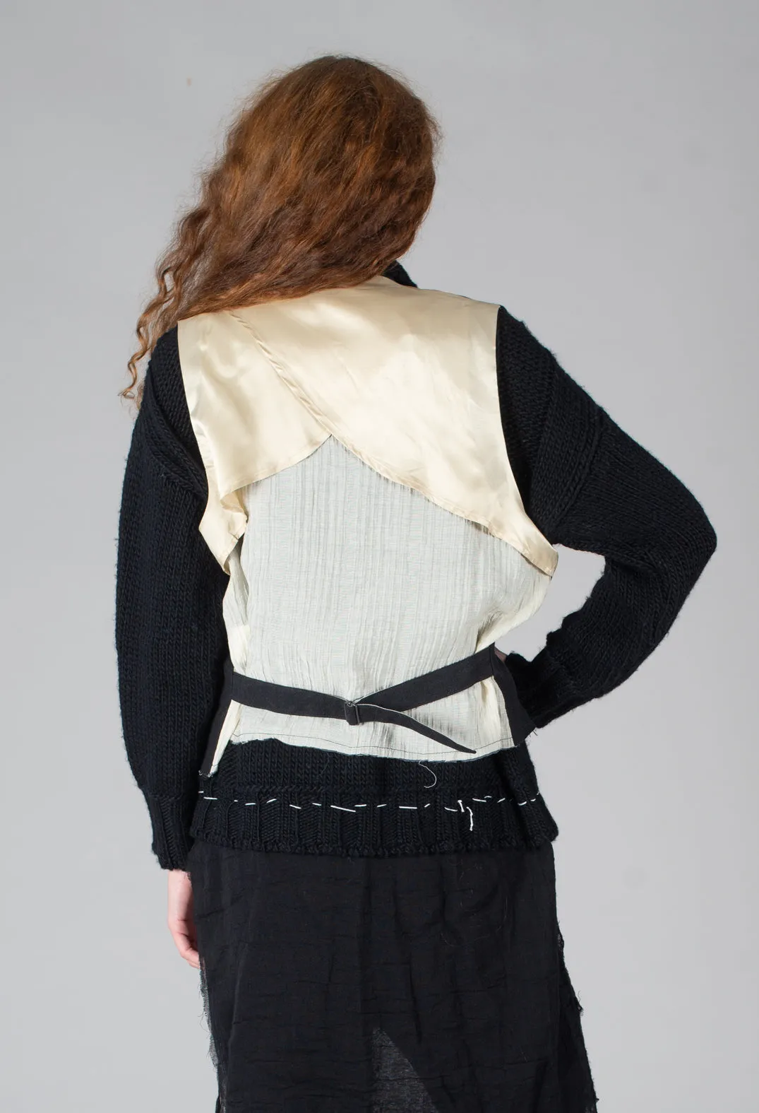 Waistcoat with Contrasting Back in Black and Cream