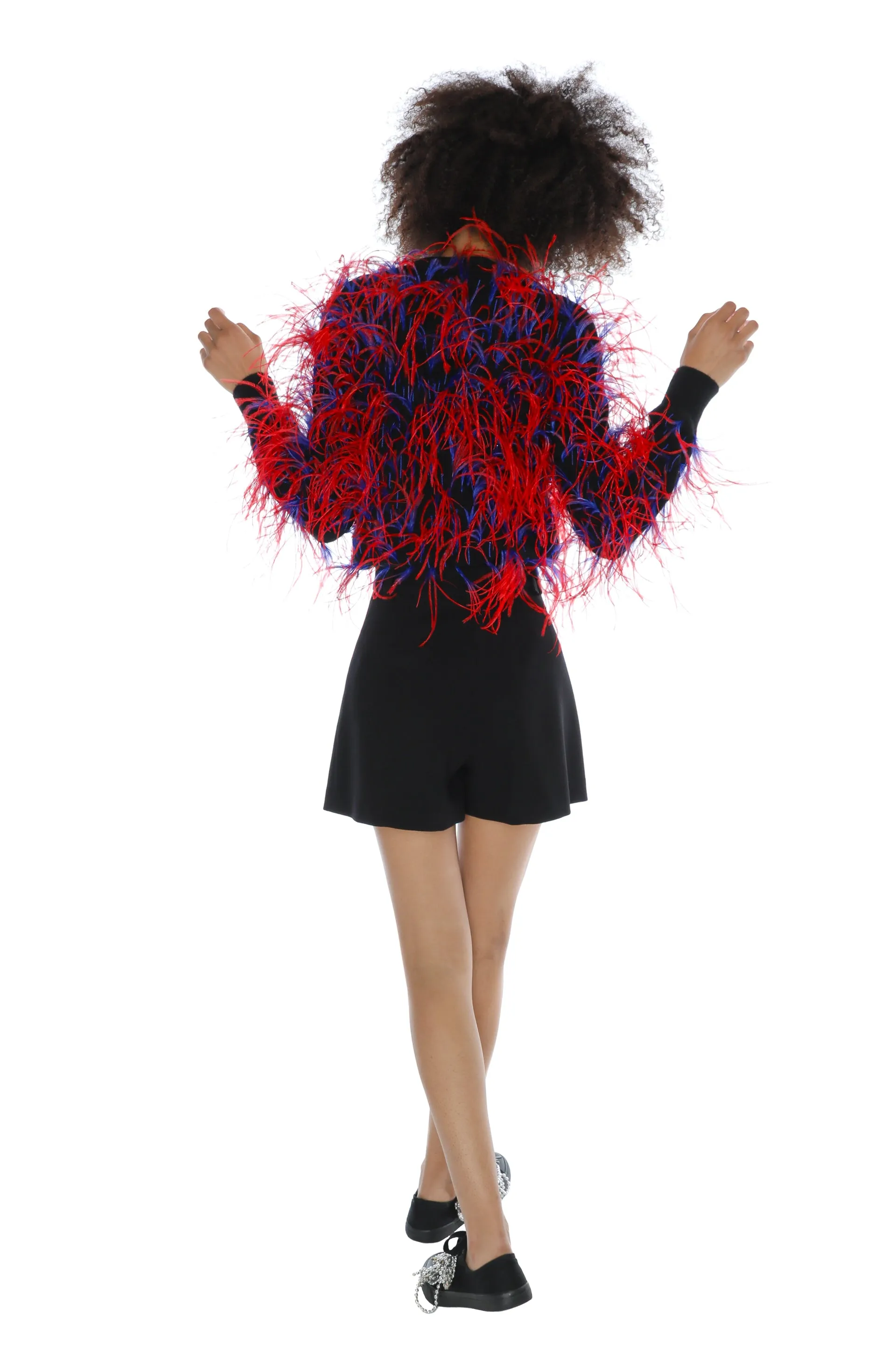 'WHAM BAM' FEATHERY SHRUNKEN PULLOVER SWEATER