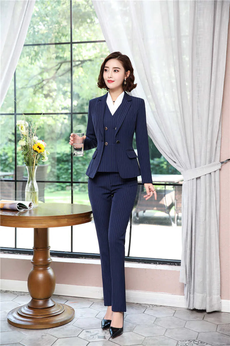 Women's Novelty Striped Formal Office Lady Style Business Suits