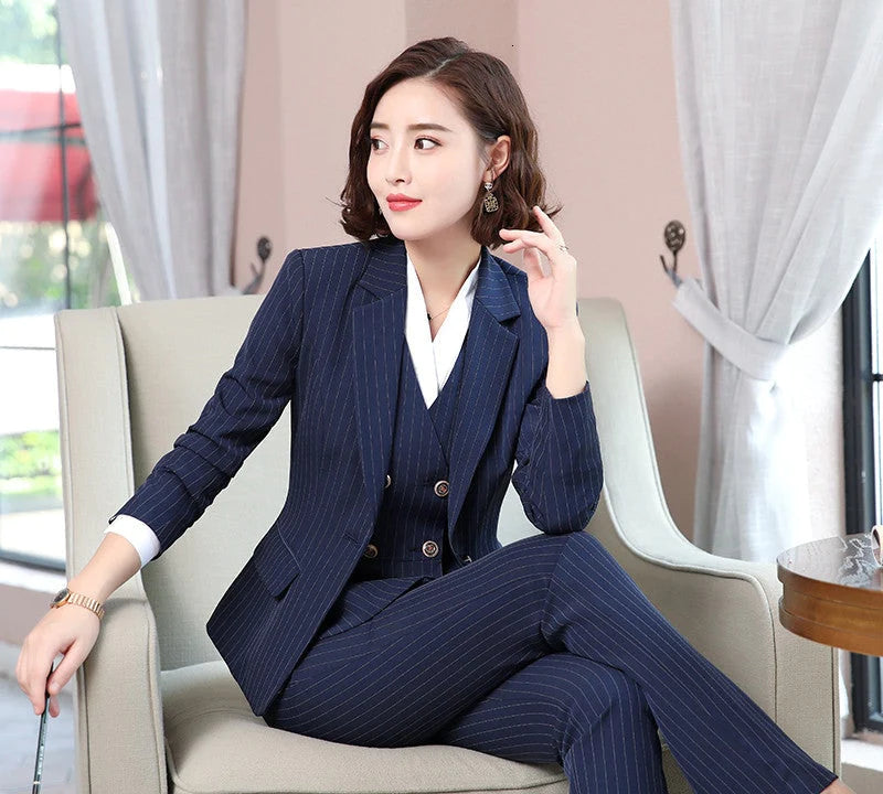 Women's Novelty Striped Formal Office Lady Style Business Suits