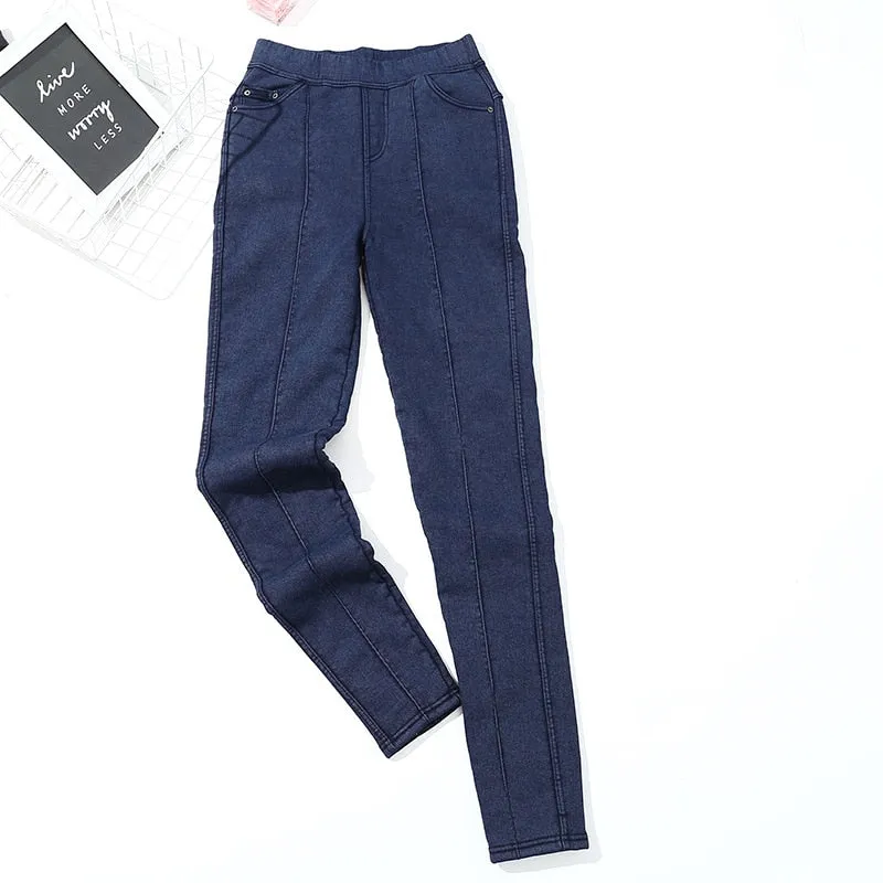 Women's Solid Cotton Slim Fit Elastic Waist Casual Skinny Fit Pants