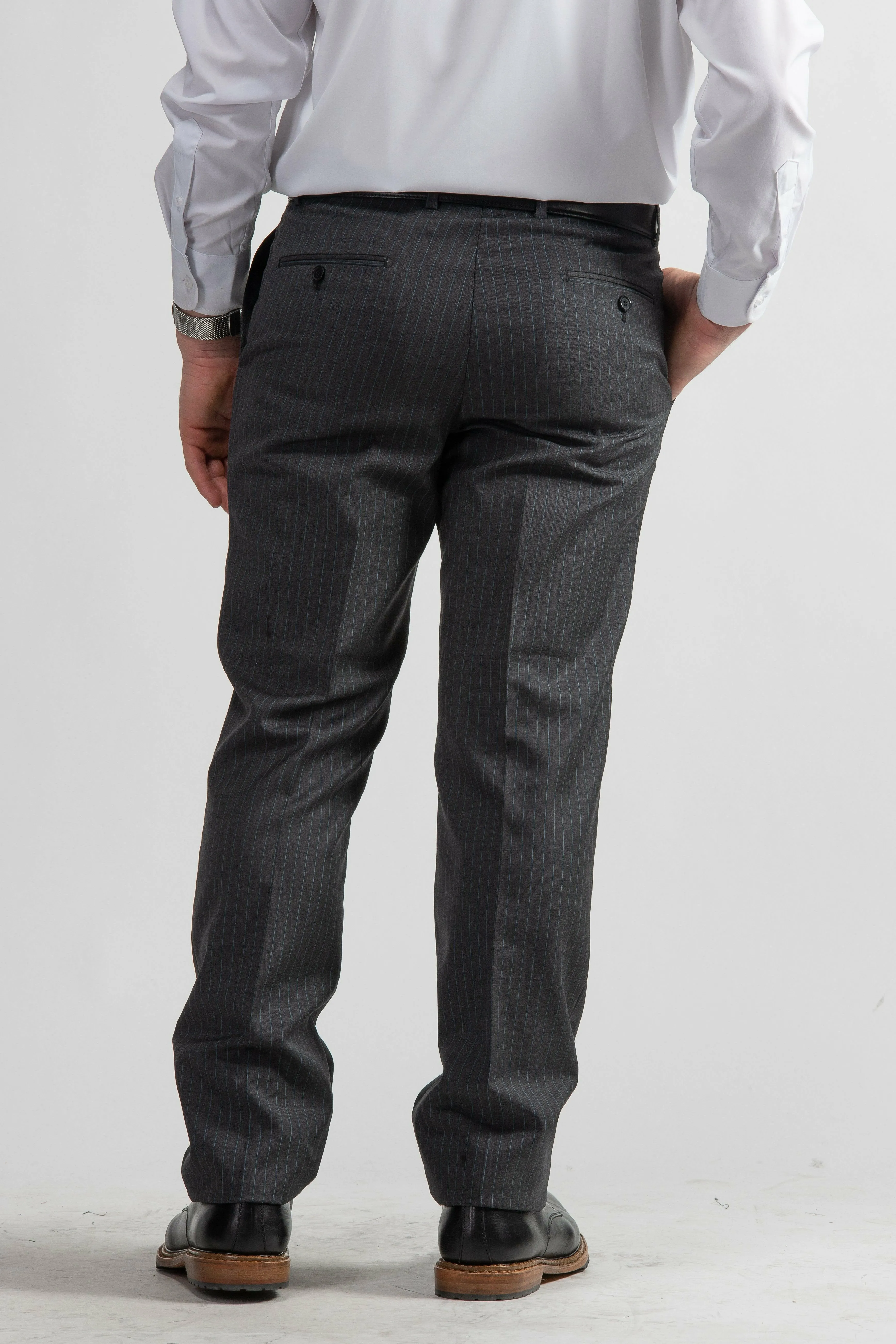 Wool-Blend Slim-Fit Suit Grey Stripe