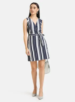 Wrap Striped Mini Dress