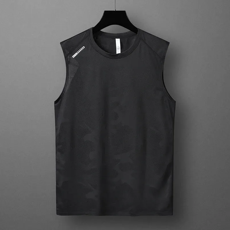 Xituodai 2024 Summer New Sports Running Undershirt Men'S Sleeveless T-Shirt Ultra-Thin Shoulders Fitness Bottoming Shirt Casual 