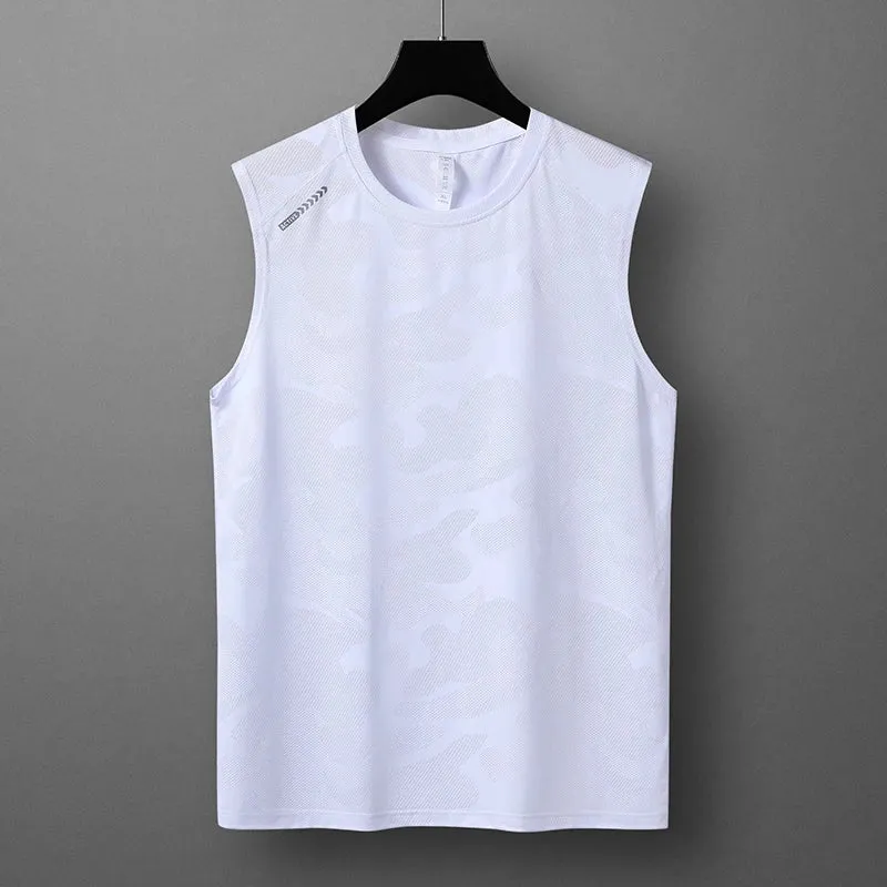 Xituodai 2024 Summer New Sports Running Undershirt Men'S Sleeveless T-Shirt Ultra-Thin Shoulders Fitness Bottoming Shirt Casual 