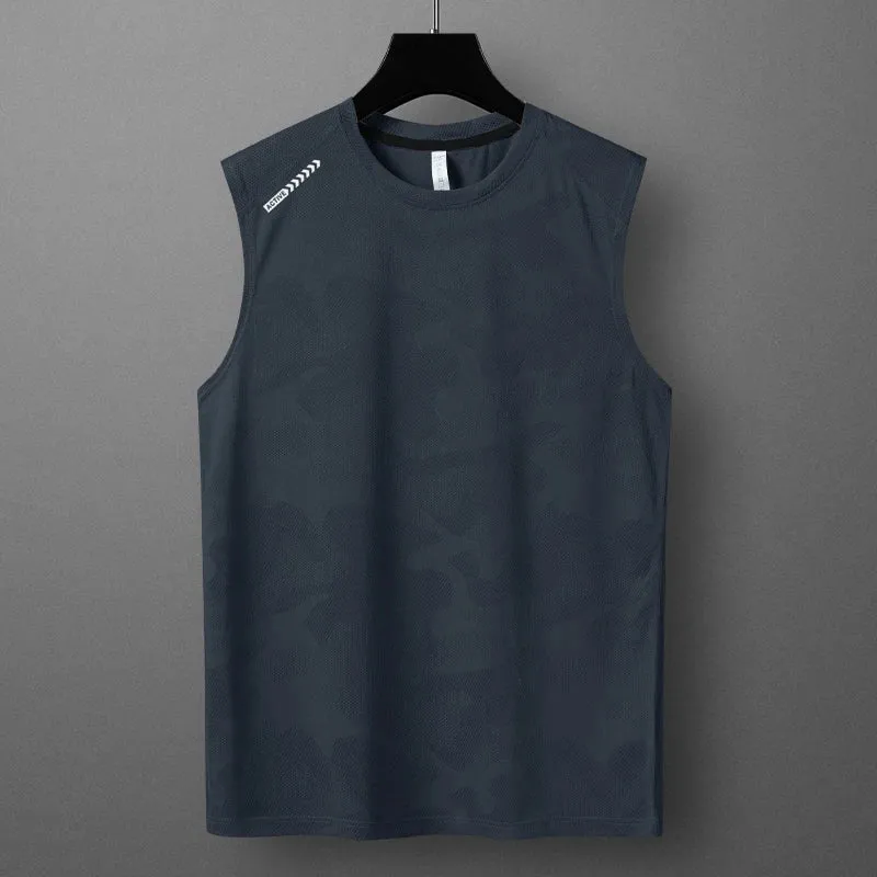 Xituodai 2024 Summer New Sports Running Undershirt Men'S Sleeveless T-Shirt Ultra-Thin Shoulders Fitness Bottoming Shirt Casual 