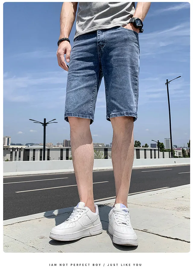 Xituodai Summer Men Ripped Denim Shorts Men's Tide Brand Trend Casual Fashion Five-Point Pants Spirit Boy Shorts Men's Jeans