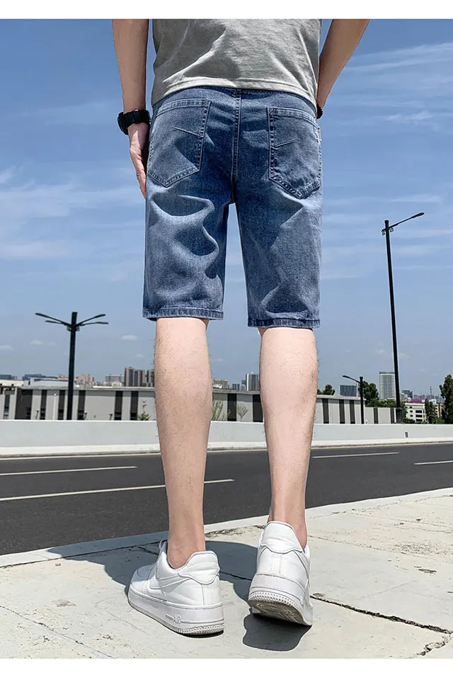 Xituodai Summer Men Ripped Denim Shorts Men's Tide Brand Trend Casual Fashion Five-Point Pants Spirit Boy Shorts Men's Jeans