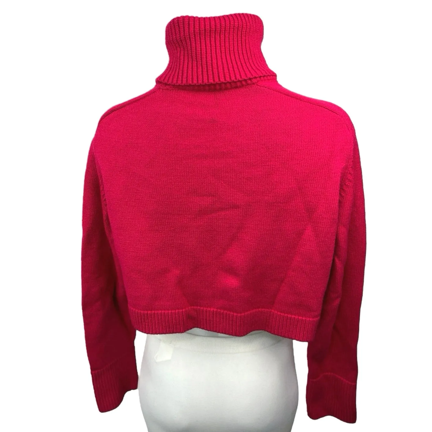 Zara Women's Red Turtleneck Knit Long Sleeve Pullover Crop Sweater Top Size S